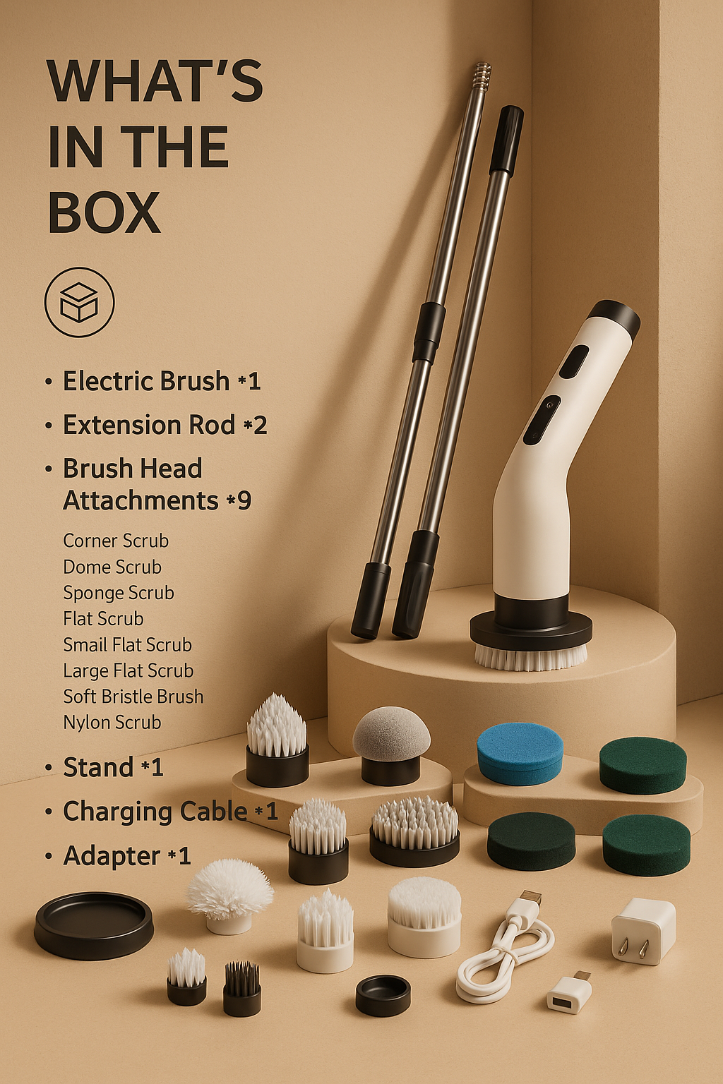 PowerScrub - Wireless Electric Cleaning Brush 9 in 1