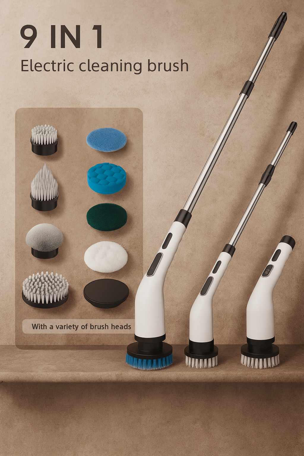 PowerScrub - Wireless Electric Cleaning Brush 9 in 1