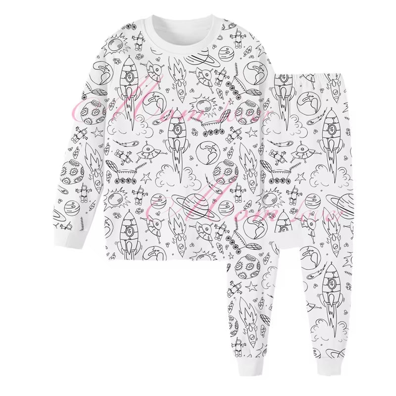 DIY Pajamas Kids Sketch Colorful Pajama Set Kids Art Color Your Own Pajama Handicraft Toys DIY Kid Crafts for Kids Boys Girls