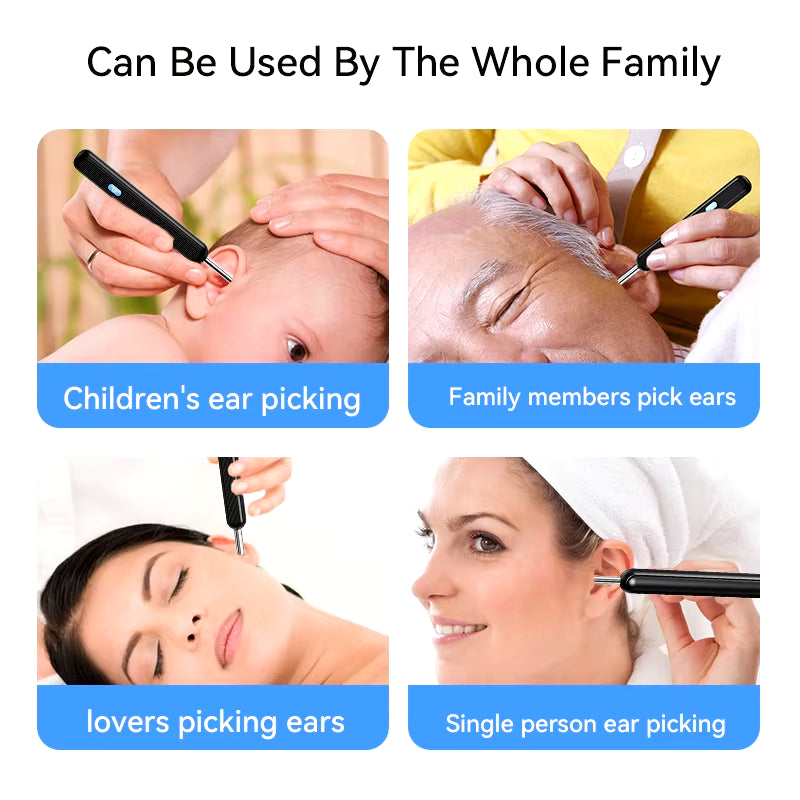 Ear Cleaner with Camera Set Ear Sticks Otoscope USB C Charging Endoscope Wax Removal Tool Earpick Mini Camera Ear Cleaning Set