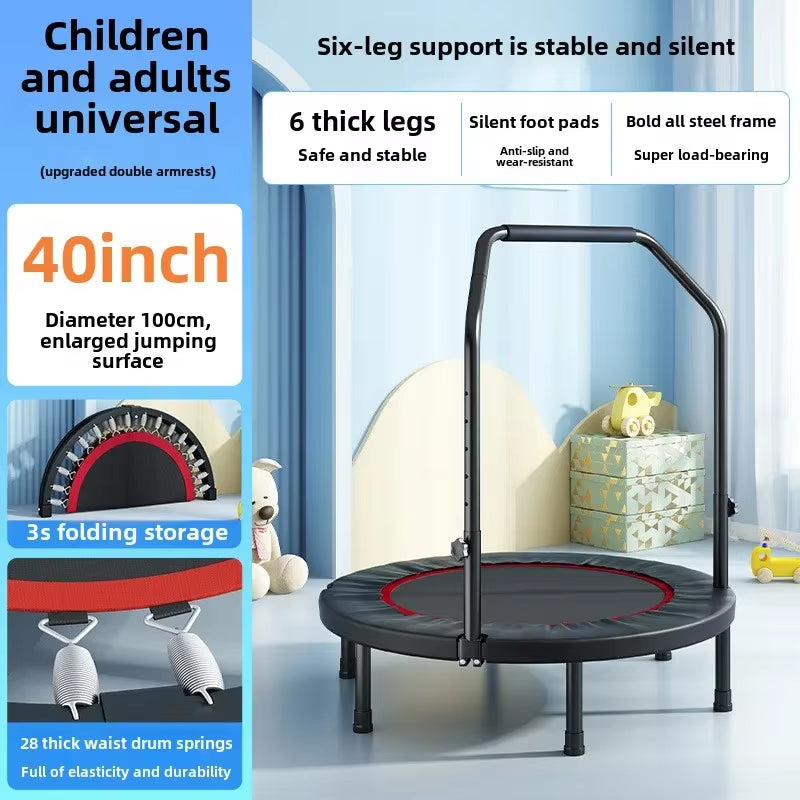 2025 New Trampoline Fitness Home Stable Anti-Rollover Foldable Indoor Adult Sports Exercise Load 150Kg