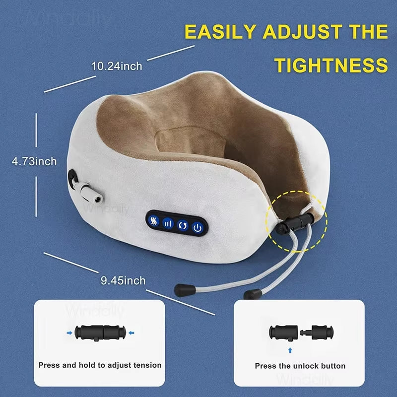 Electric Neck Massager with Heat Vibration 3D Kneading Shiatsu Massage U Shaped Pillow for Shoulder Cervical Pain Relief Fatigue