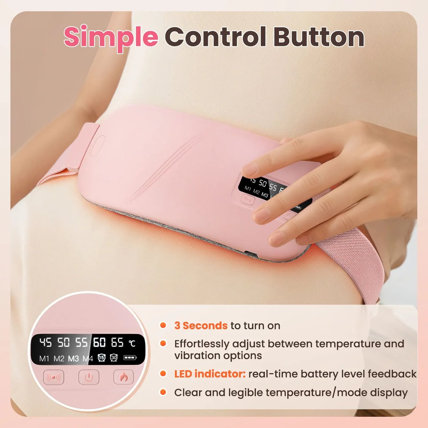 Women'S Intelligent Menstrual Heating Belt 5-Speed Heat 4-Speed Vibration Massage Womb Warmer Nuangongbao Period Relief Waist Ma