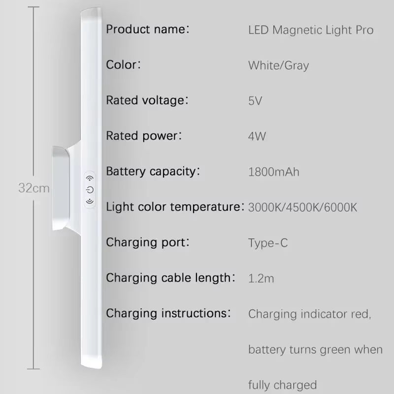 LED Makeup Mirror Light 5V USB Rechargeable Vanity Lamp Eye Protection Hanging Magnetic Desk Lamps Touch Switch Book Lights