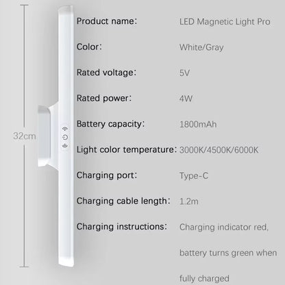LED Makeup Mirror Light 5V USB Rechargeable Vanity Lamp Eye Protection Hanging Magnetic Desk Lamps Touch Switch Book Lights