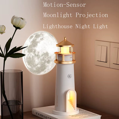 Moon Lamp Projection Lighthouse Lamps Night Light Remote Control Bluetooth Music Motion Sensor Ambient Lights Xmas Birthday Gift