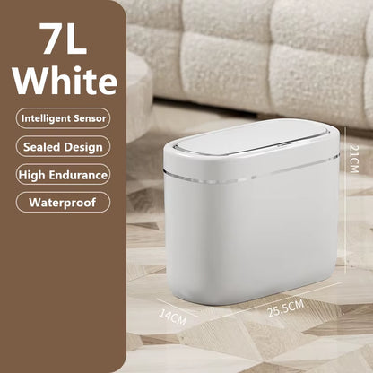 7/9L Narrow Smart Sensor Trash Can Automatic Wastebasket with Lid Desktop Trash Can Waterproof Toilet Dustbin Wastebasket