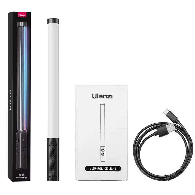 Ulanzi VL119 RGB Handheld Stick Light Wand Tube LED Video Light CRI 95+ 2500K-9000K 2000Mah Photography Lighting Fill Lamp