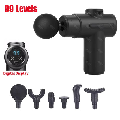 Mini 99 Levels Fascia Gun Handheld Portable Massage Gun Vibration Digital Display Muscle Massager Deep Tissue Massager for Body