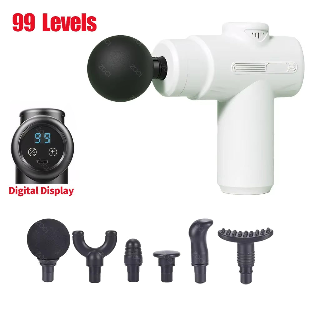 Mini 99 Levels Fascia Gun Handheld Portable Massage Gun Vibration Digital Display Muscle Massager Deep Tissue Massager for Body