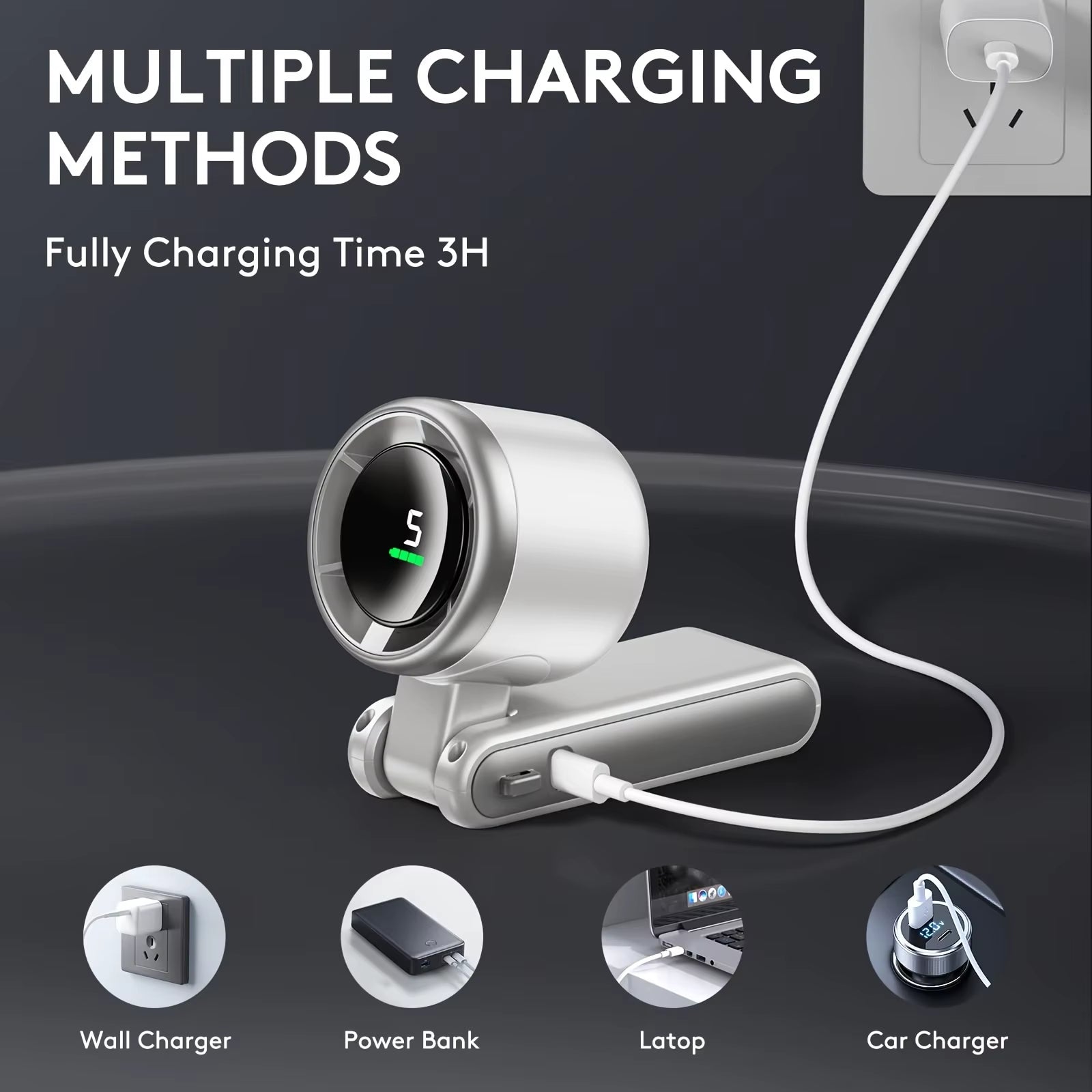 2025 New Hanging Neck Outdoor 180 Degree Folding Desktop Mini Fan Hand-Held Folding High-Speed Powerful Turbo Fan