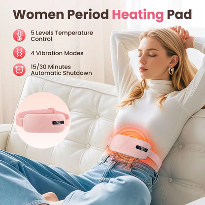 Women'S Intelligent Menstrual Heating Belt 5-Speed Heat 4-Speed Vibration Massage Womb Warmer Nuangongbao Period Relief Waist Ma