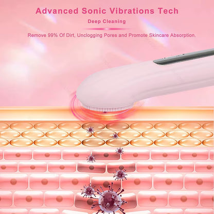 Sonic IPX7 Waterproof Facial Cleansing Brush Device Silicone Face Scrubber Exfoliator Cleaner Vibration Massager Deep Cleansing