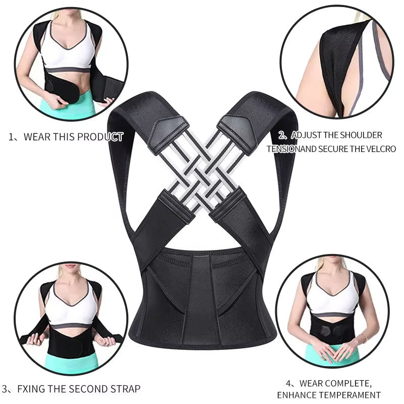 Magnetic Therapy Back Posture Corrector with Adjustable Shoulder Support for Sitting Posture Correction Breathable and Shaping