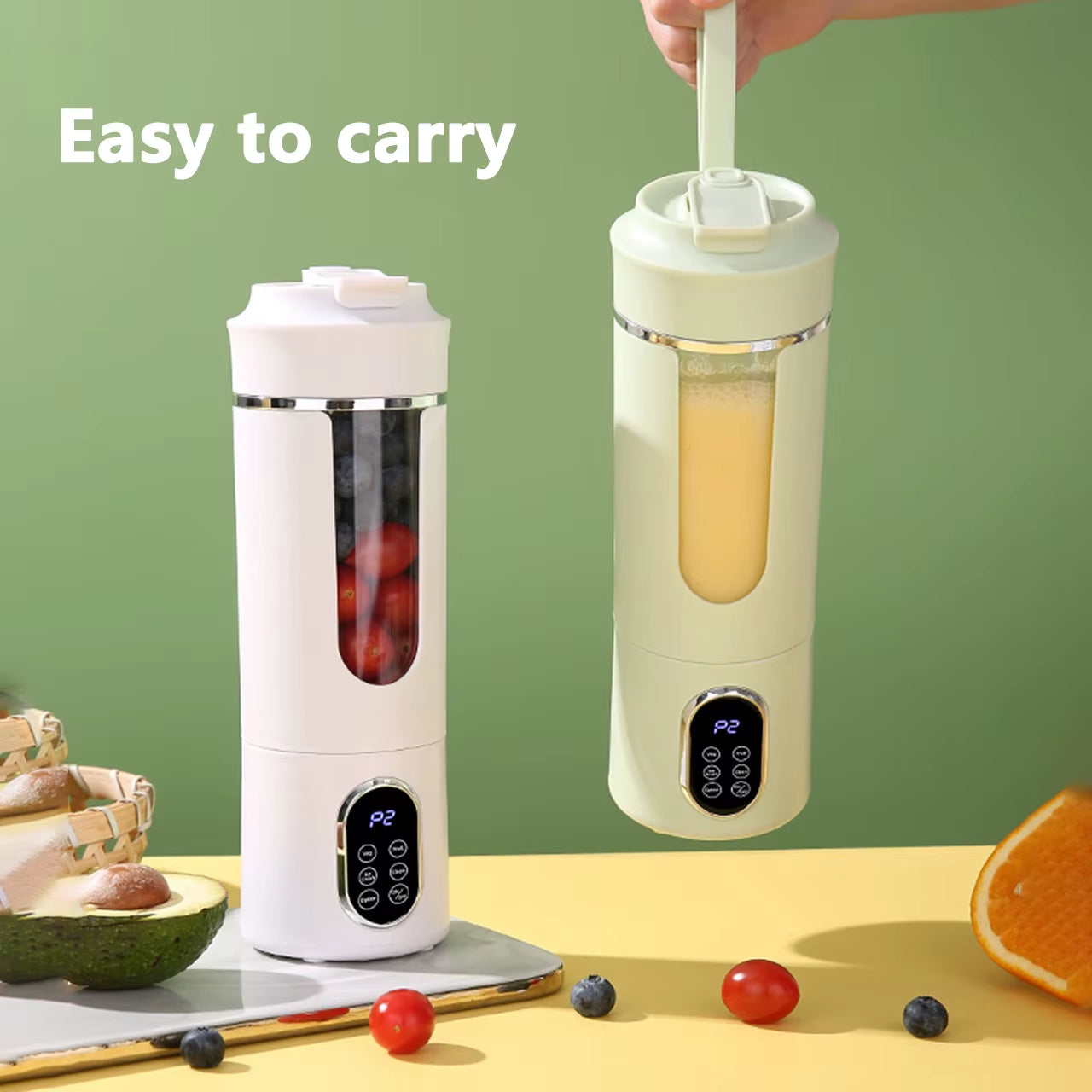 New 530Ml Portable Juicer Wireless USB Charging Crushed Ice Electric Juicing 12 Blade 4 Gears 7.4V Mini Fresh Juice Blender