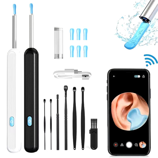 Ear Cleaner with Camera Set Ear Sticks Otoscope USB C Charging Endoscope Wax Removal Tool Earpick Mini Camera Ear Cleaning Set