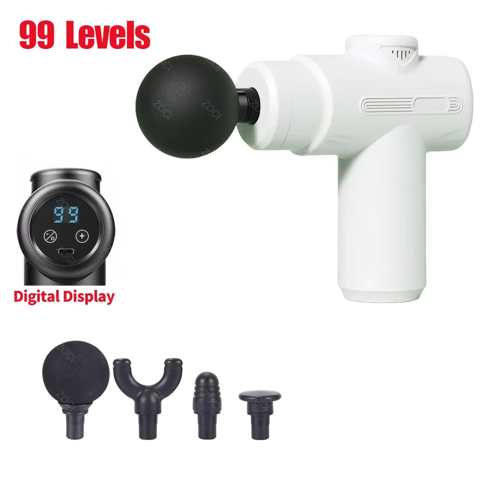 Mini 99 Levels Fascia Gun Handheld Portable Massage Gun Vibration Digital Display Muscle Massager Deep Tissue Massager for Body