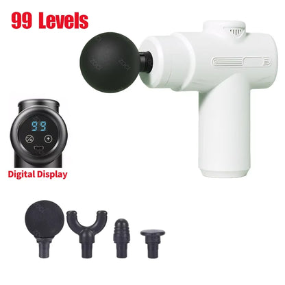 Mini 99 Levels Fascia Gun Handheld Portable Massage Gun Vibration Digital Display Muscle Massager Deep Tissue Massager for Body