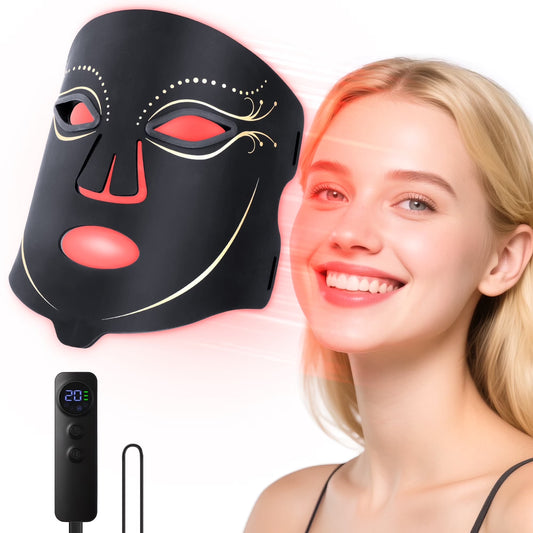 Red Light Therapy for Face, 4 Modes Led Face Mask Light Therapy with Remote, Portable Light Therapy Mask for Skin Care at Home, Travel