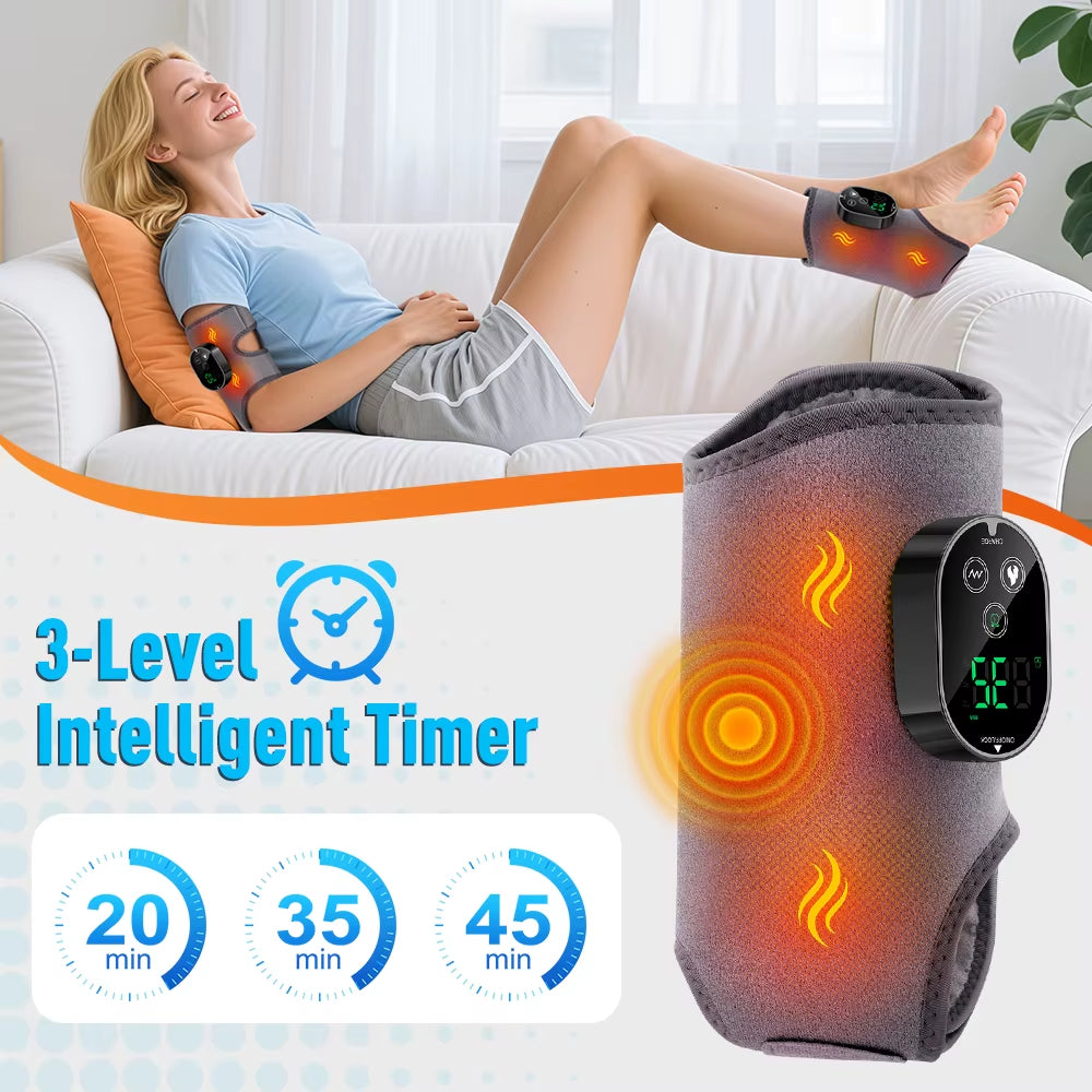 New Electric 3-In-1 Ankle Calf Foot Vibration Heated Massager 6 Level Hot Compress Massage Wrist Ankle Brace Leg Hand Foot Relax