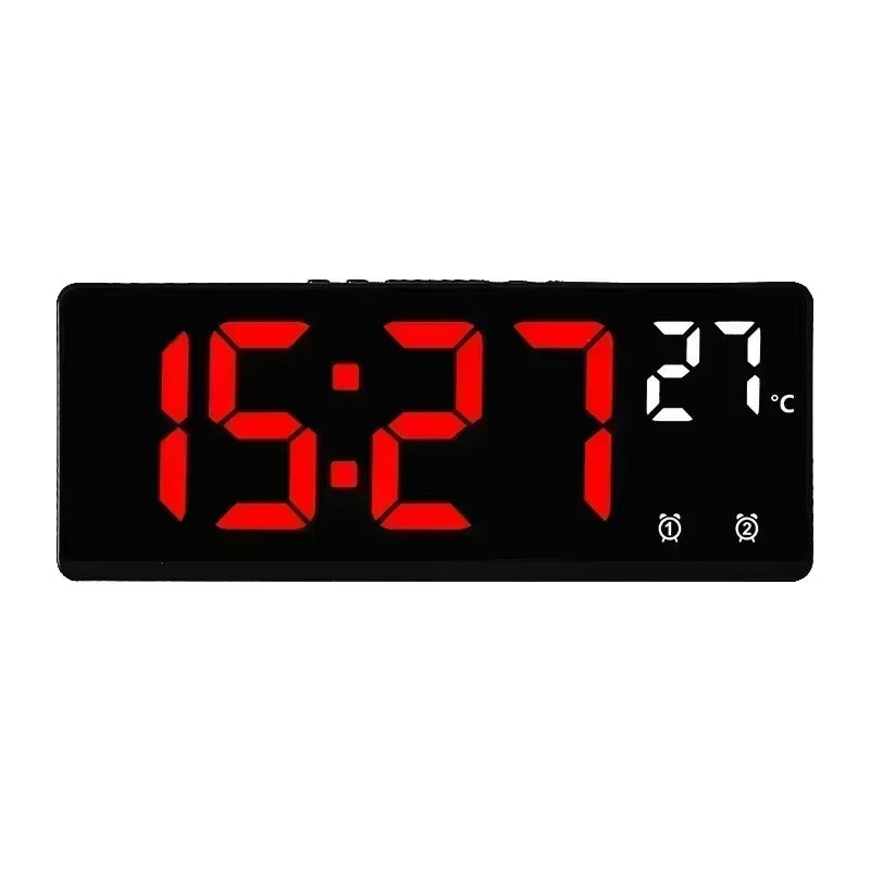 Voice Control Digital Alarm Clock Temperature Dual Alarm Snooze Desktop Table Clock Night Mode 12/24H LED Clock Watch Desk