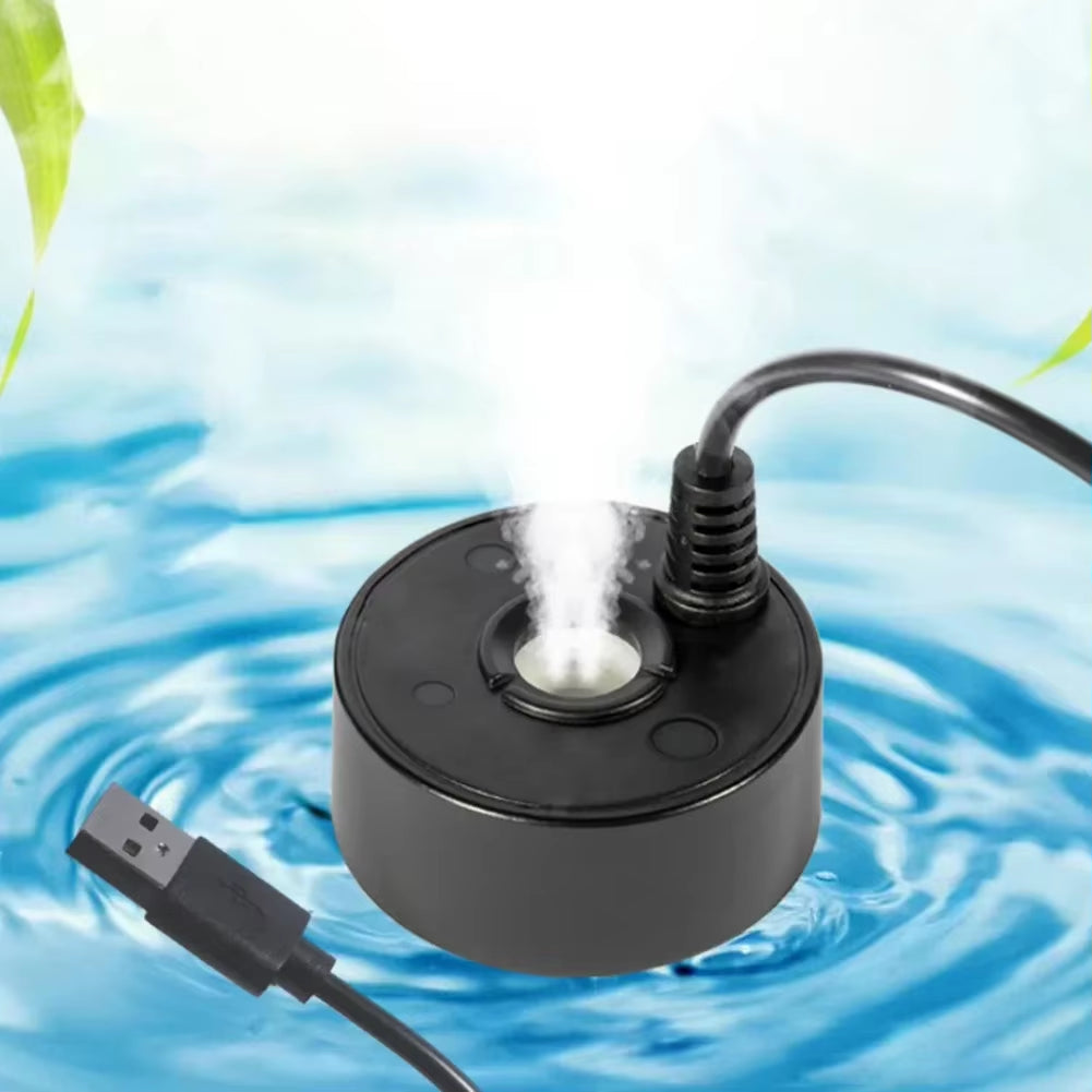 2-IN-1 USB 5V Mist Maker Fogger Mist Maker Colorful LED Lights 5V Sound Fountain Atomizer for Pond Rockery Fish Sink Mist Maker