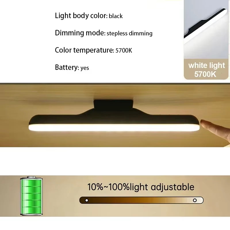 LED Makeup Mirror Light 5V USB Rechargeable Vanity Lamp Eye Protection Hanging Magnetic Desk Lamps Touch Switch Book Lights