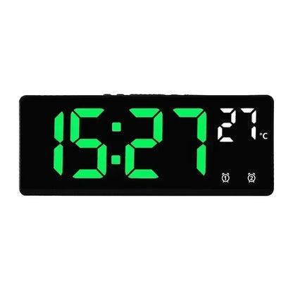 Voice Control Digital Alarm Clock Temperature Dual Alarm Snooze Desktop Table Clock Night Mode 12/24H LED Clock Watch Desk