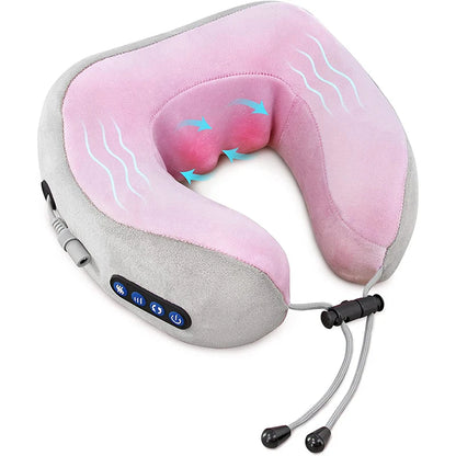 Electric Neck Massager with Heat Vibration 3D Kneading Shiatsu Massage U Shaped Pillow for Shoulder Cervical Pain Relief Fatigue