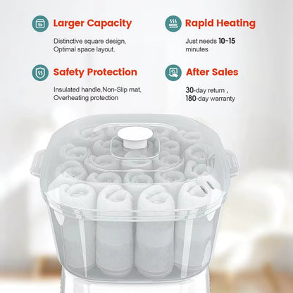 Hot Towel Warmer,Rapid Heating Towel Steamer for Facials Can Hold 12 Mini Wet Towels, Portable Mini Towel Warmer EU Plug