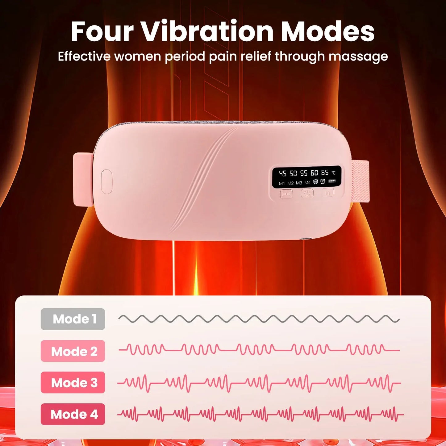 Women'S Intelligent Menstrual Heating Belt 5-Speed Heat 4-Speed Vibration Massage Womb Warmer Nuangongbao Period Relief Waist Ma