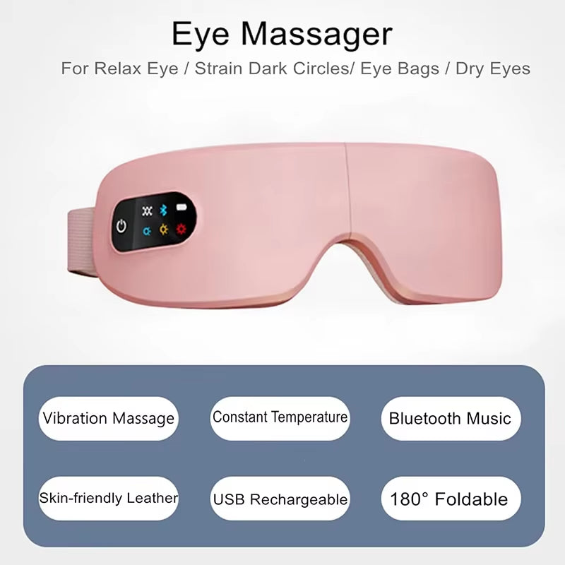 4D Eye Massager Smart Airbag Vibration Eye Care Instrument Hot Compress Bluetooth Eye Massage Glasses Fatigue Anti-Wrinkle Care