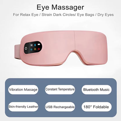 4D Eye Massager Smart Airbag Vibration Eye Care Instrument Hot Compress Bluetooth Eye Massage Glasses Fatigue Anti-Wrinkle Care