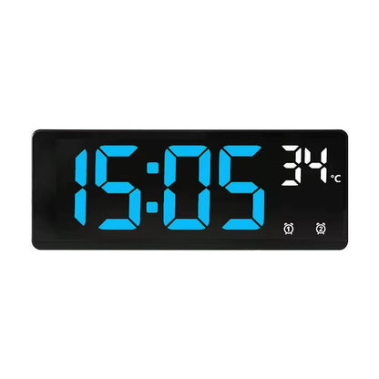 Voice Control Digital Alarm Clock Temperature Dual Alarm Snooze Desktop Table Clock Night Mode 12/24H LED Clock Watch Desk