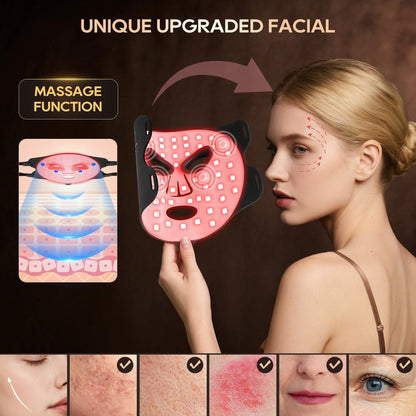 Red Light Therapy for Face, 4 Modes Led Face Mask Light Therapy with Remote, Portable Light Therapy Mask for Skin Care at Home, Travel