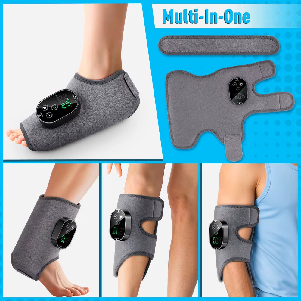 New Electric 3-In-1 Ankle Calf Foot Vibration Heated Massager 6 Level Hot Compress Massage Wrist Ankle Brace Leg Hand Foot Relax