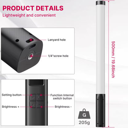 Ulanzi VL119 RGB Handheld Stick Light Wand Tube LED Video Light CRI 95+ 2500K-9000K 2000Mah Photography Lighting Fill Lamp