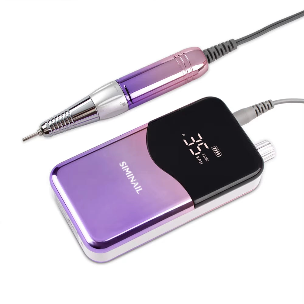 Professional Nail Drill Machine 35000RPM Portable Electric Nail File Rechargeable Manicure Machine Set Efile Bit Kit