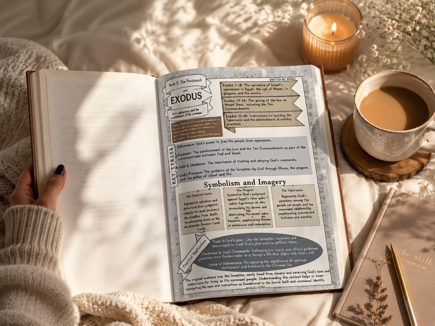Interior Bible study guide page with framework highlights