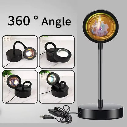1Pc LED Sunset Light, Sunset Light Projector Atmosphere Light, Bedroom LED Night Light Projector, Room Atmosphere Light Office H