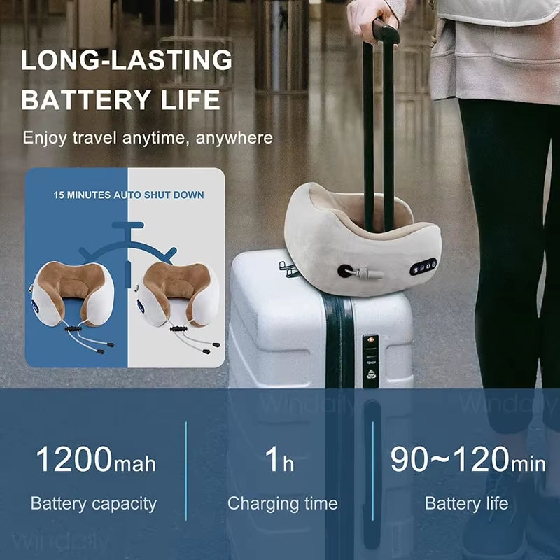 Electric Neck Massager with Heat Vibration 3D Kneading Shiatsu Massage U Shaped Pillow for Shoulder Cervical Pain Relief Fatigue