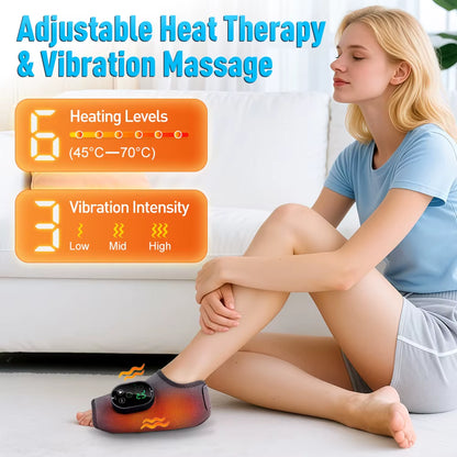 New Electric 3-In-1 Ankle Calf Foot Vibration Heated Massager 6 Level Hot Compress Massage Wrist Ankle Brace Leg Hand Foot Relax