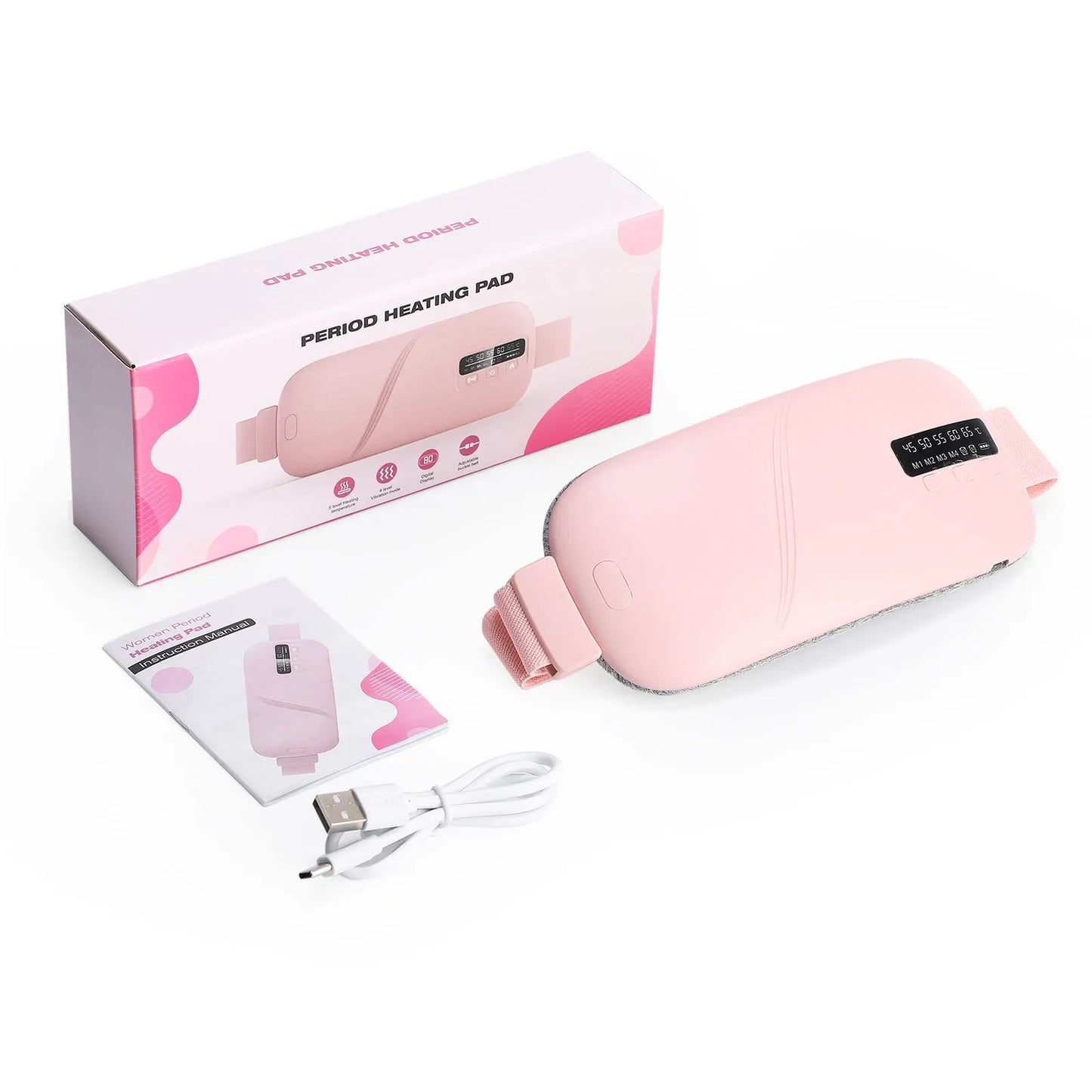 Women'S Intelligent Menstrual Heating Belt 5-Speed Heat 4-Speed Vibration Massage Womb Warmer Nuangongbao Period Relief Waist Ma
