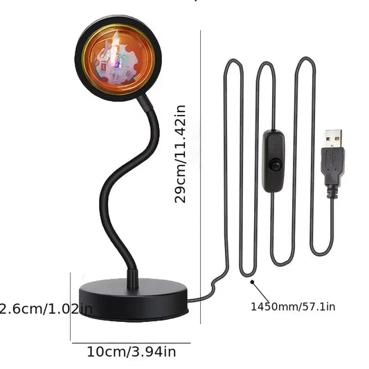 1Pc LED Sunset Light, Sunset Light Projector Atmosphere Light, Bedroom LED Night Light Projector, Room Atmosphere Light Office H