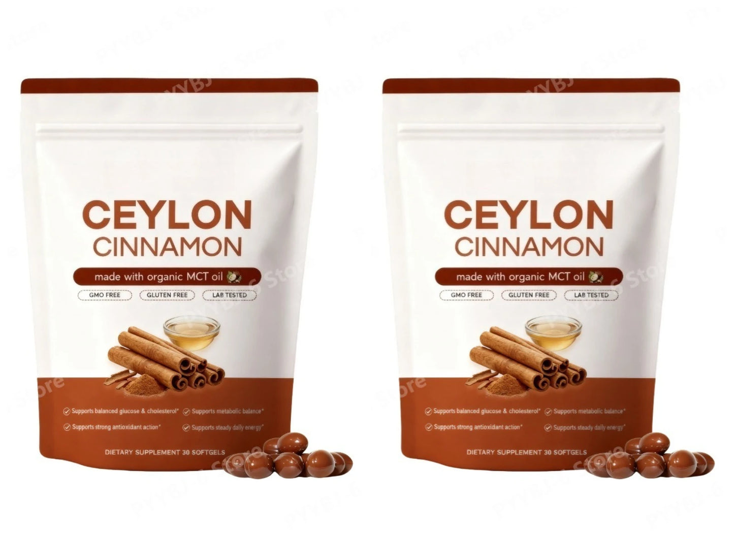 Ceylon Cinnamon Softgels with Organic MCT Oil, Supports Antioxidant Action and Digestive Wellness for Daily Energy - 30 Softgels