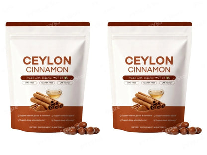 Ceylon Cinnamon Softgels with Organic MCT Oil, Supports Antioxidant Action and Digestive Wellness for Daily Energy - 30 Softgels