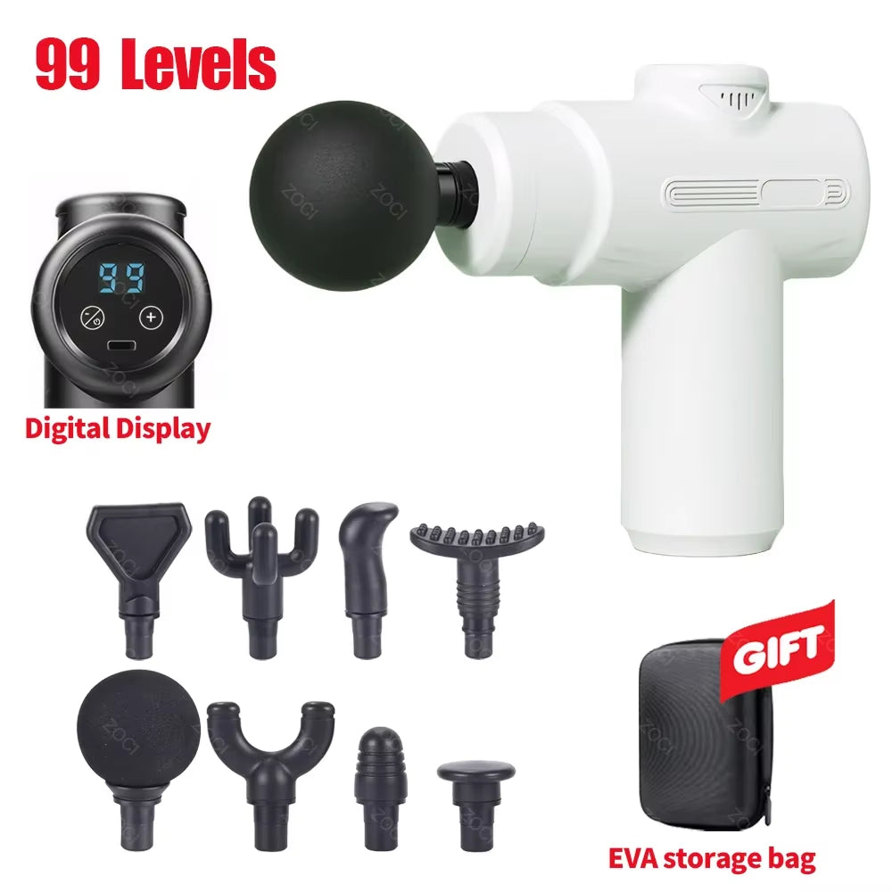 Mini 99 Levels Fascia Gun Handheld Portable Massage Gun Vibration Digital Display Muscle Massager Deep Tissue Massager for Body