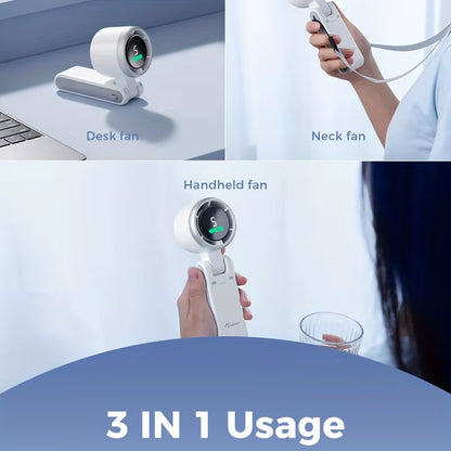 2025 New Hanging Neck Outdoor 180 Degree Folding Desktop Mini Fan Hand-Held Folding High-Speed Powerful Turbo Fan