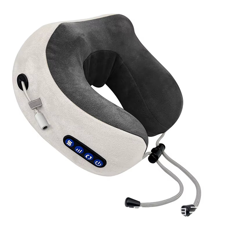 Electric Neck Massager with Heat Vibration 3D Kneading Shiatsu Massage U Shaped Pillow for Shoulder Cervical Pain Relief Fatigue