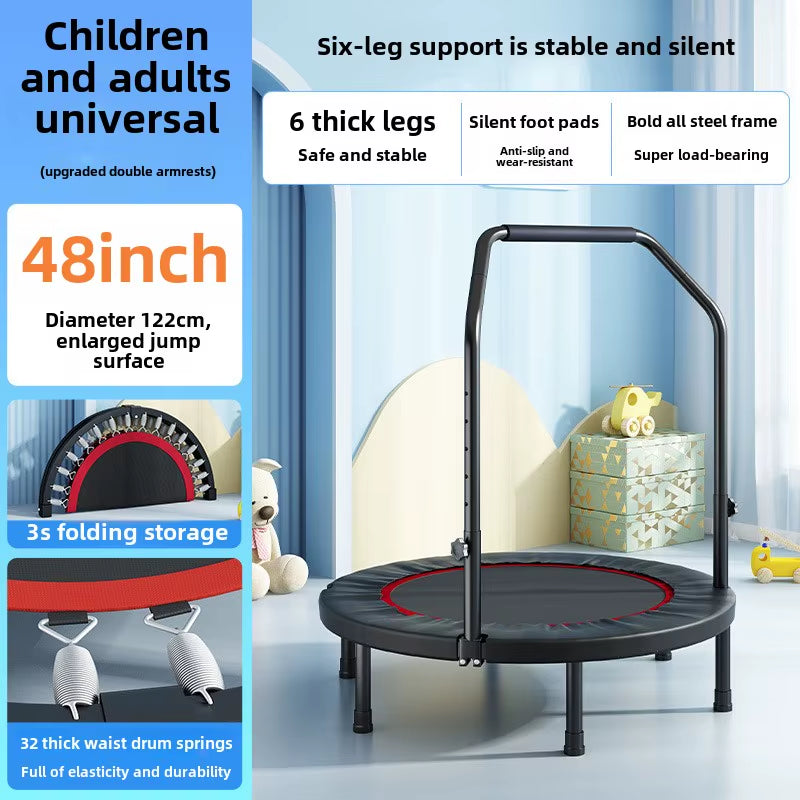 2025 New Trampoline Fitness Home Stable Anti-Rollover Foldable Indoor Adult Sports Exercise Load 150Kg